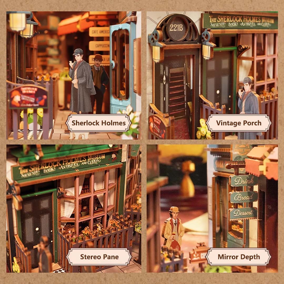 221B Baker Street 3D Wooden Puzzle Book Nook – Fifijoy