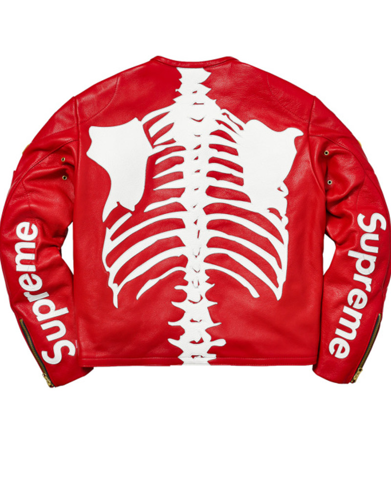 Men's Vanson Bones Supreme Red Skeleton Jacket