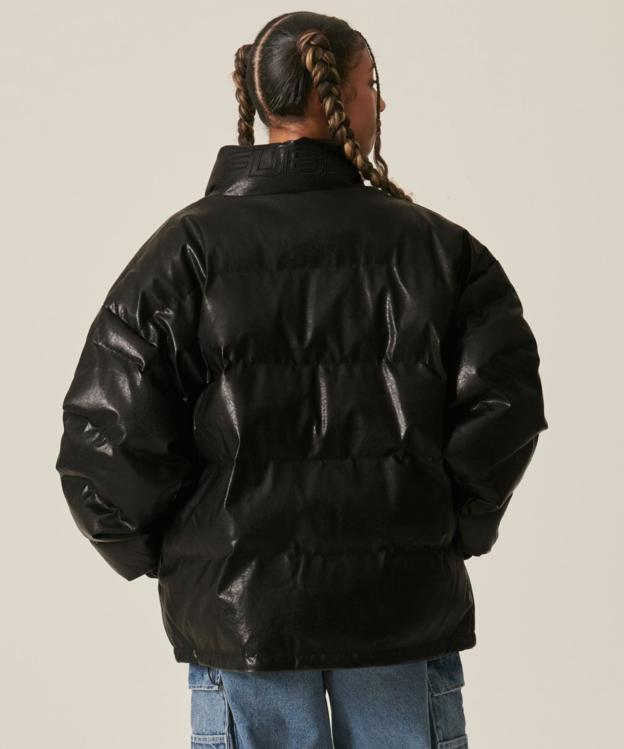 FUBU フブ アウター 中綿ジャケット フェイクレザー ジャンパー。FUBU