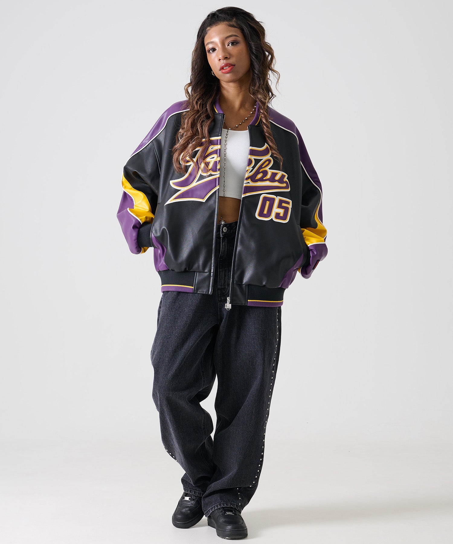 FUBU フブ フェイクレザー ゲームジャケット ジャンパー。FUBUは