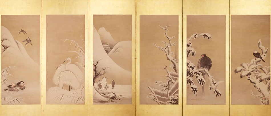 雪禽図屏風 | 伝 狩野山雪 | 収蔵品詳細 | 作品を知る | 東京富士