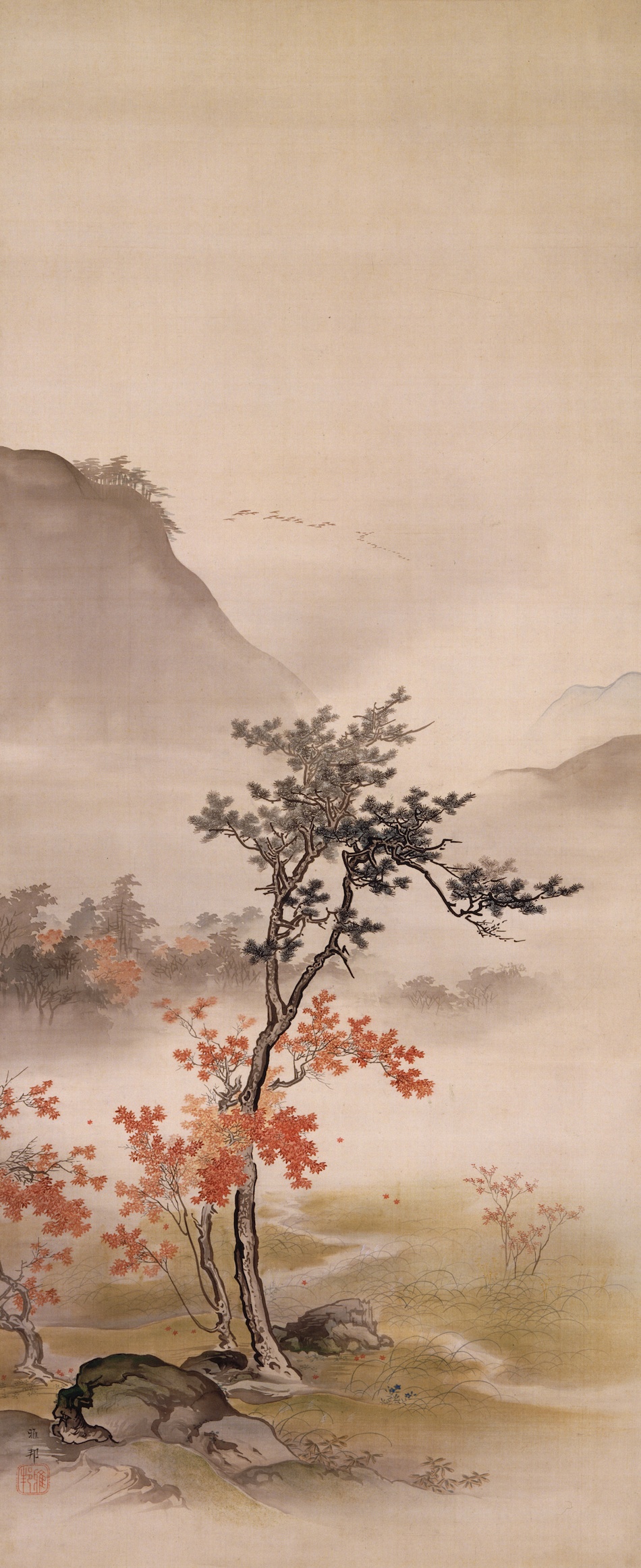 桜花紅葉山水図 | 橋本雅邦 | 収蔵品詳細 | 作品を知る | 東京富士