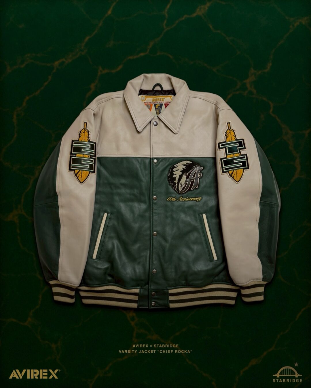 AVIREX × STABRIDGE “VARSITY JACKET CHIEF ROCKA”が2025年 12/27 発売
