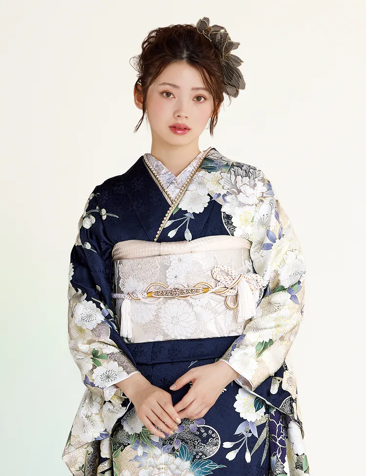 紺色の成人式の振袖ネットレンタル｜FURISODE DOLL（フリソデドール