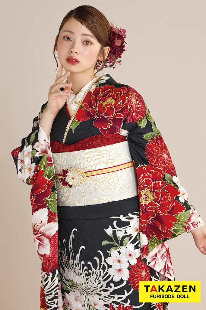 赤色の正統派古典の成人式の振袖ネットレンタル｜王道人気の伝統的和柄