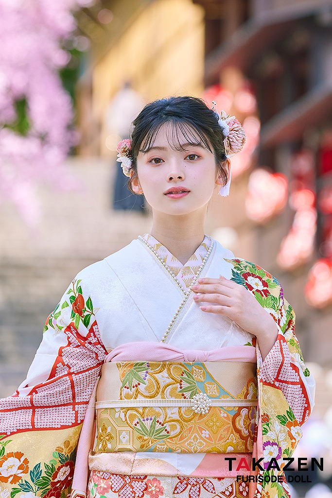 プレミアム古典 吉澤織物/最高級染繍桶絞り友禅 ピンク/白/金 菊柄