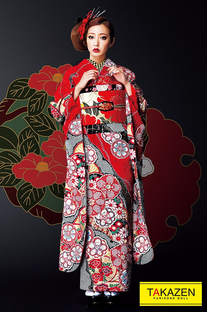 ジャパンモード 赤/黒 絞り柄 高級 かっこいい振袖ネットレンタル 粋な