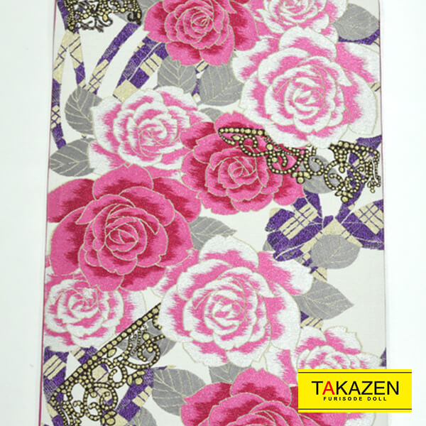 可愛い系バラ柄袋帯ネットレンタル 白/ピンク/黒(2種類)｜成⼈式の振袖