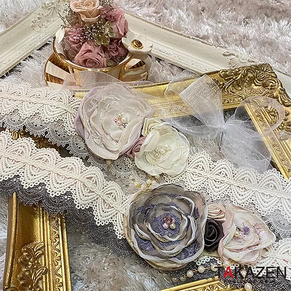 お洒落♡レース素材帯締めネットレンタル グレー/ピンク｜成⼈式の振袖