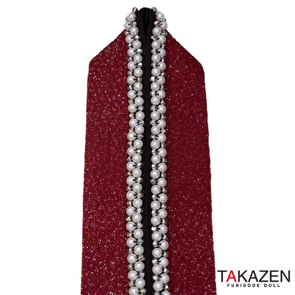 豪華パール付き重ね衿ネットレンタル 派手 目立つ キラキラ 赤