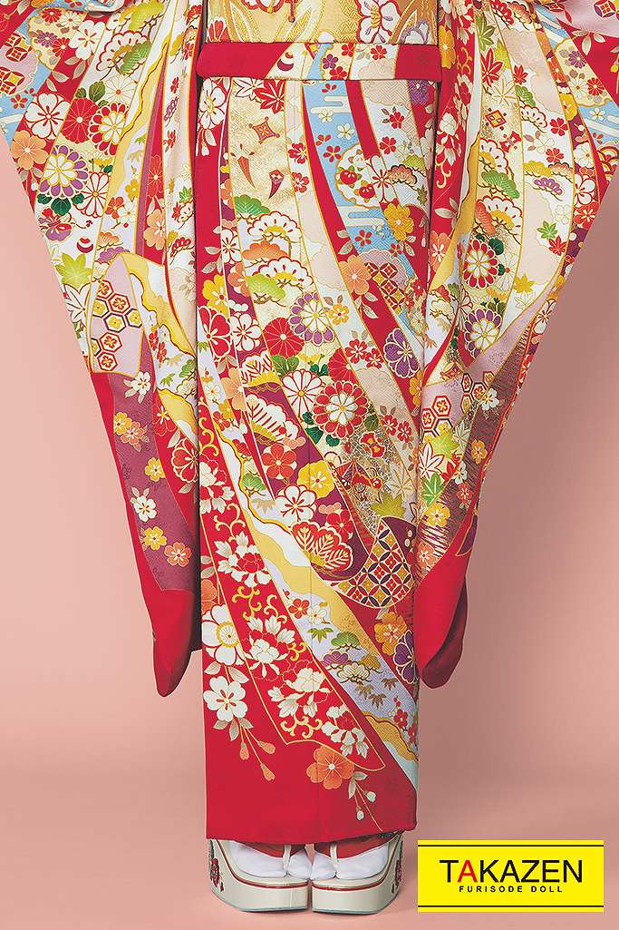 正統派古典 赤/クリーム/ゴールド(金色) 熨斗柄 豪華 大人っぽい振袖