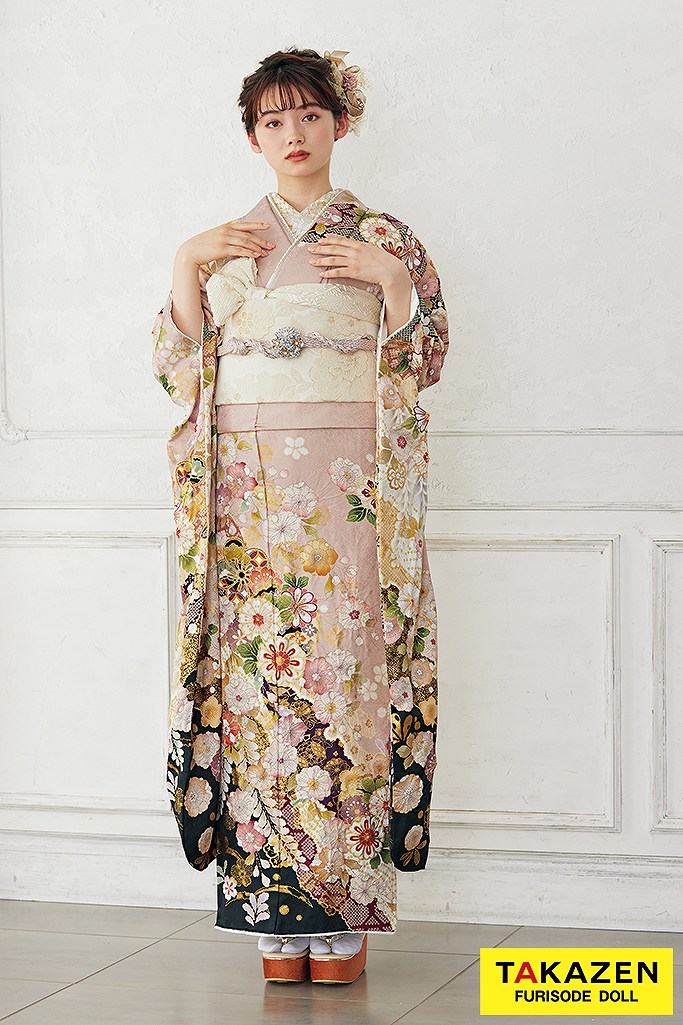 くすみカラー古典 薄ピンク/やわらかい色 辻が花 大人っぽい くすみ系