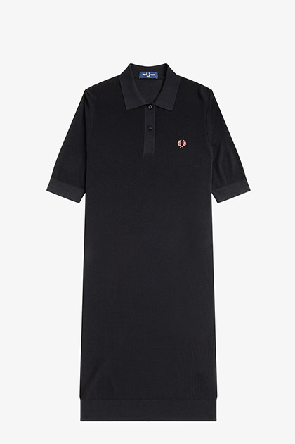 Ribbed Knitted Polo Shirt Dress(10 102：BLACK): | FRED PERRY JAPAN
