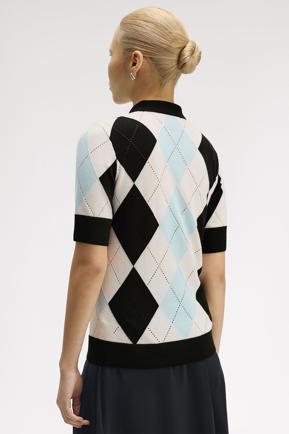 Argyle Pointelle Knitted Polo Shirt(10 R33：SILKY PEACH): | FRED