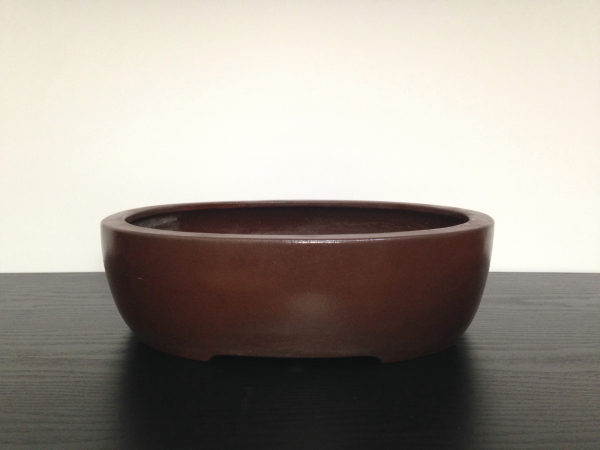 常滑鉢 「山秋造印」 朱泥内縁楕円鉢 - FROM JAPAN