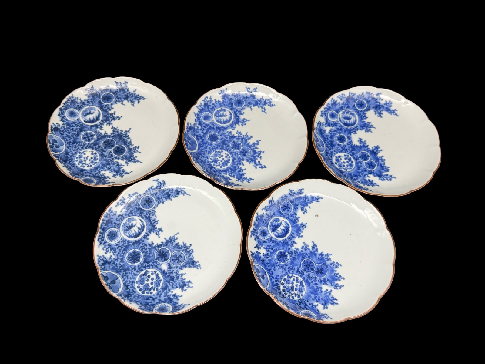 藍柿右衛門様式 鮎尽し図皿 渦福 有田 古伊万里 古伊万里 藍柿右衛門