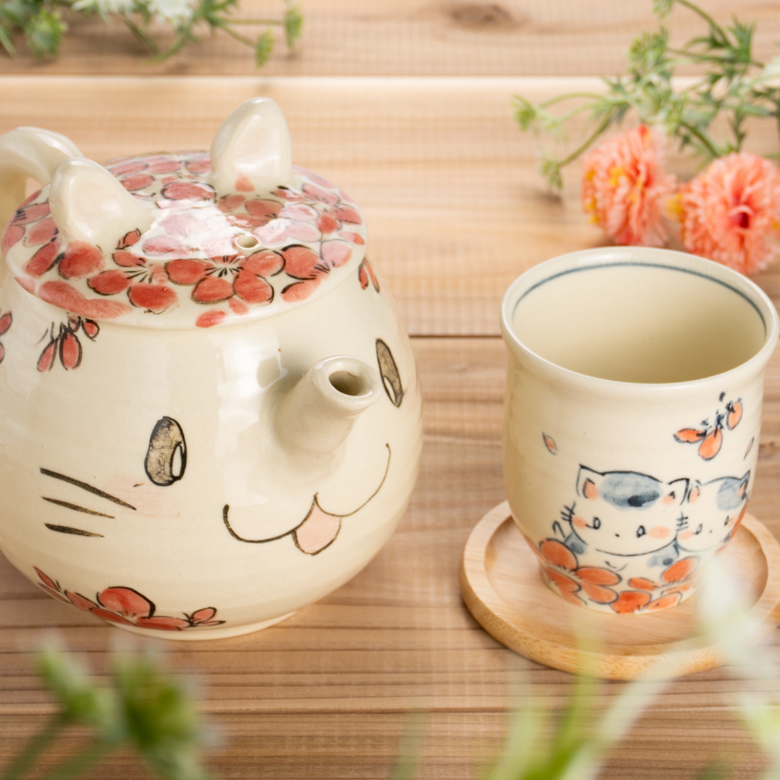 京都 清水焼】ティーポット ねこちゃん 工房咲良｜コトポッター