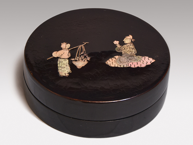 中古品】黄井仁造 唐物七宝皆具（真塗替蓋付）共箱