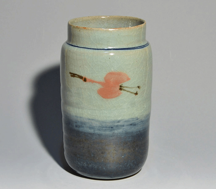 田村耕一(作) 青磁鷺絵壷 花瓶 共箱 未使用 人間国宝 和光取扱 | 古