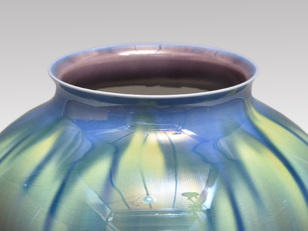 碧明釉 花瓶 三代 徳田八十吉（正彦時代作）共箱 人間国宝 | 古美術ささき