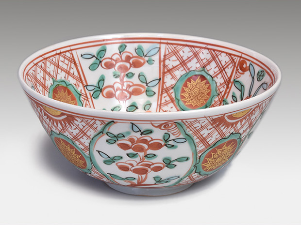 呉須赤絵写 金襴赤絵玉取獅子図鉢 二代 三浦竹泉（造）共箱 | 古美術ささき