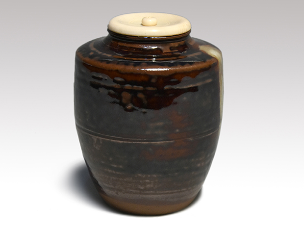 肩衝茶入 清水茂生（作) 共箱 牙蓋 仕覆付 | 古美術ささき