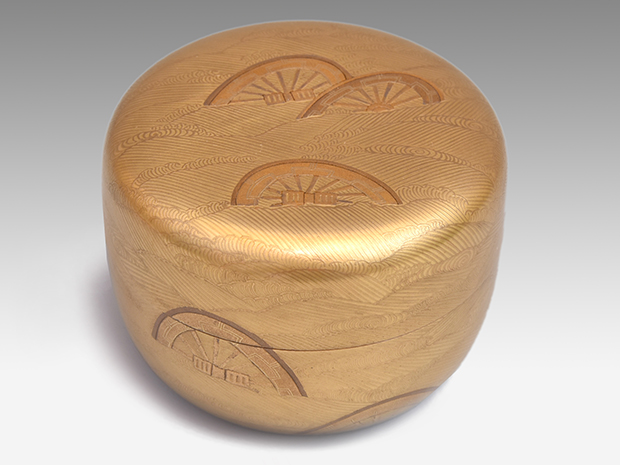 源氏車蒔絵 平棗 内梨地 筑城筑良(作) 共箱 | 古美術ささき