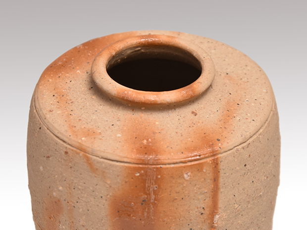 備前 火襷 肩衝茶入 木村陶峰（作） 共箱 牙蓋 仕覆（唐草文モール）未