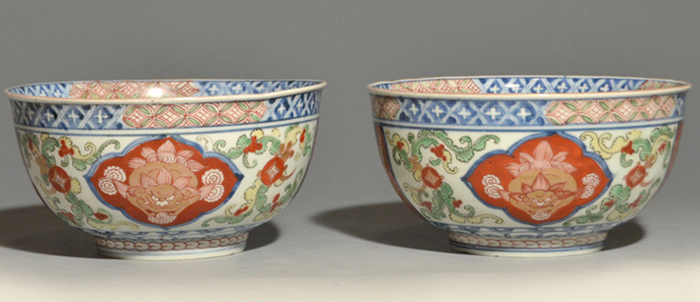 古伊万里 色絵 金彩 八角鉢 中鉢 深皿 盛皿 5客 有田焼 青藍窯 金彩古