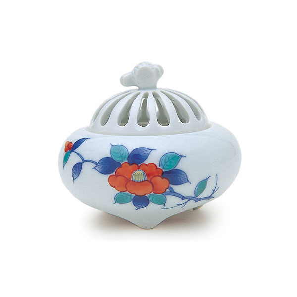 香炉 有田焼 染錦椿絵 かぶ型の通販 - お香専門店香源