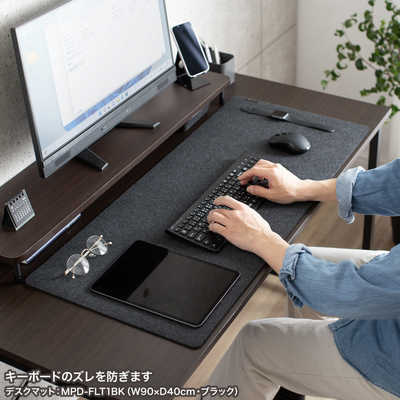 サンワサプライ デスクマット ［600x300x4mm］ フェルト グレー