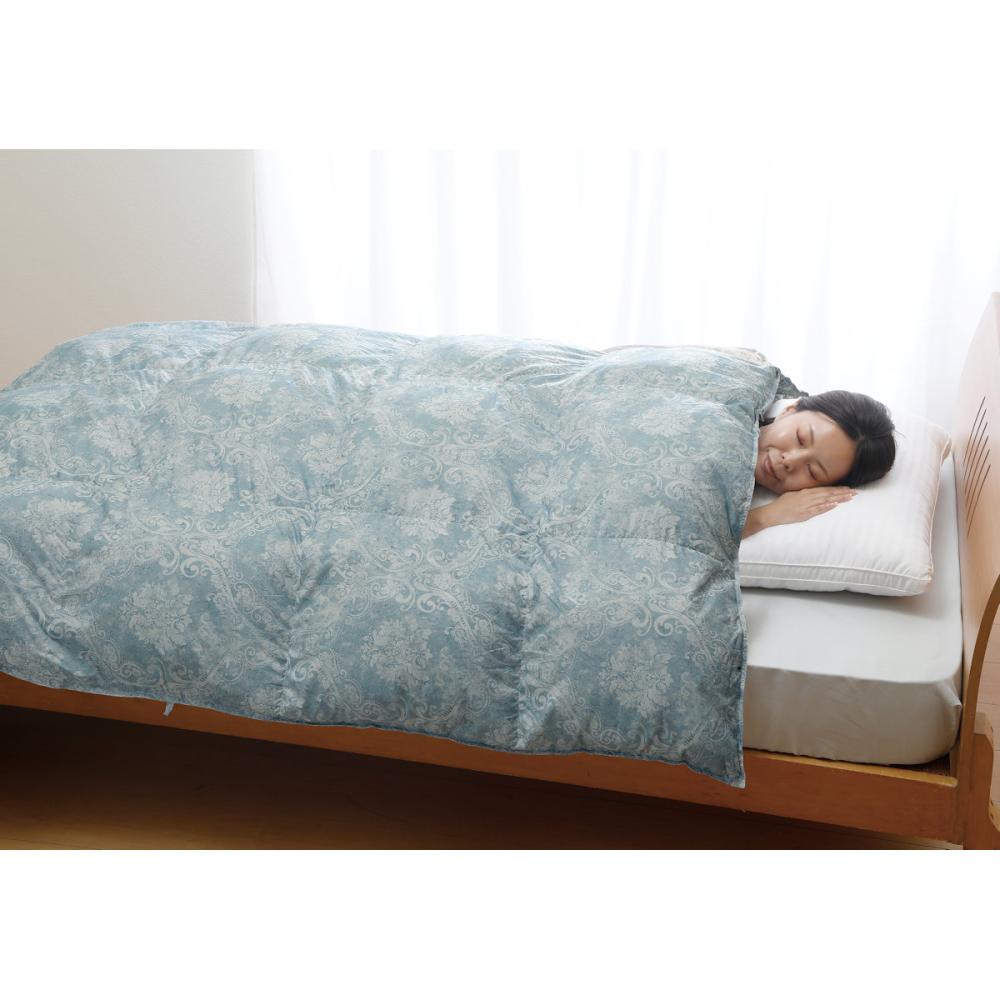 ハイブリッド羽毛掛布団 ホワイトダックダウン50％使用 ブルー