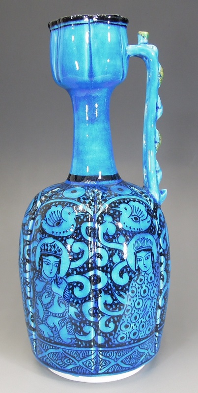 加藤卓男 『青釉胡姫水禽文花入』 [古美術こもれび] 骨董,掛軸,絵画の