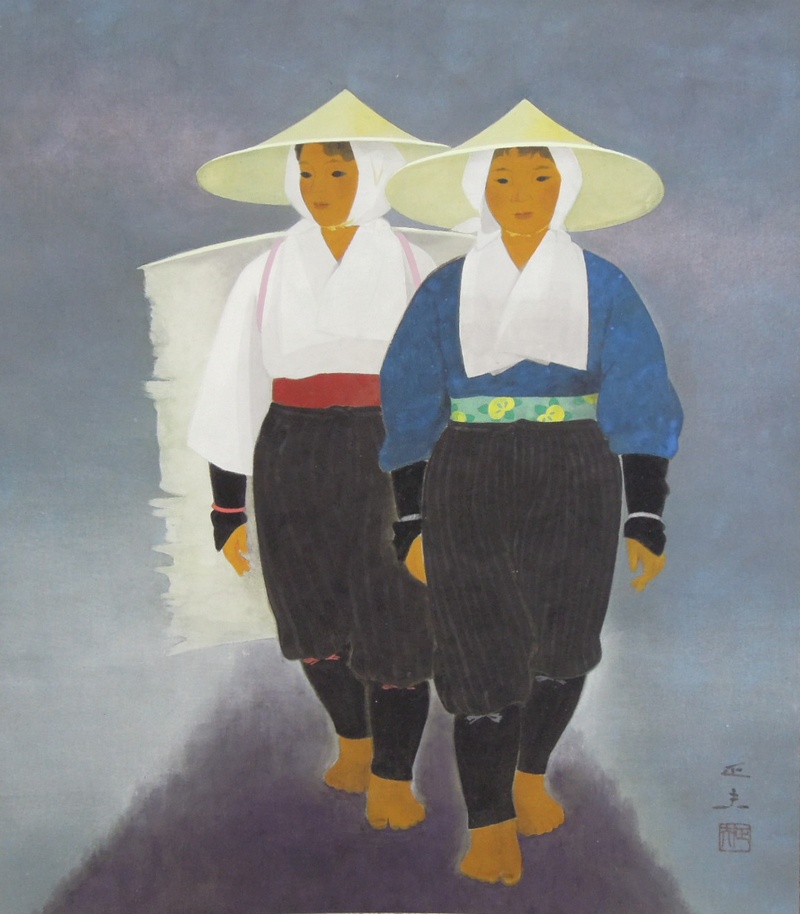 海老名正夫 『畦の女』 [古美術こもれび] 絵画,古美術,骨董の買取と