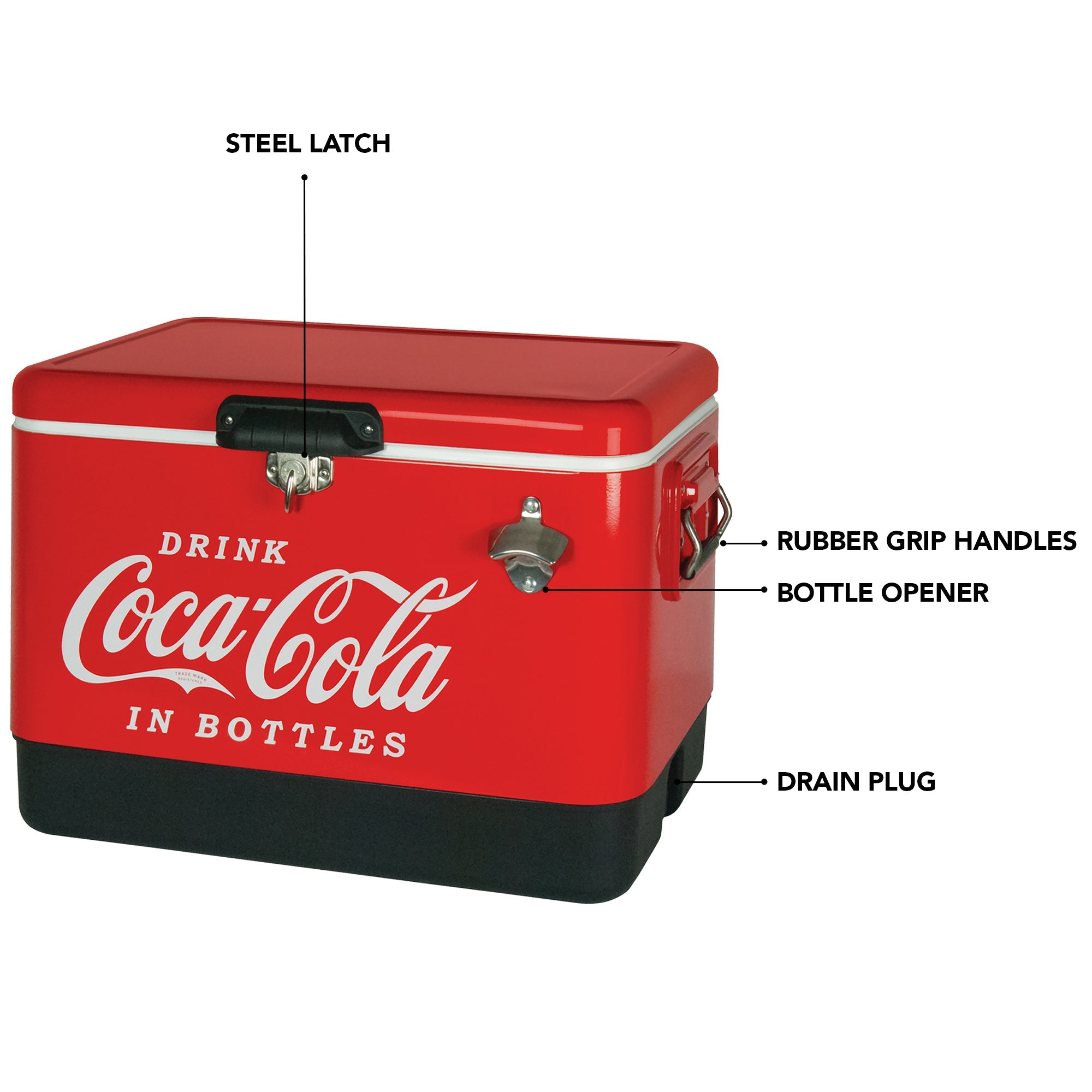 Coca-Cola Ice Chest Cooler with Bottle Opener 51L (54 qt)