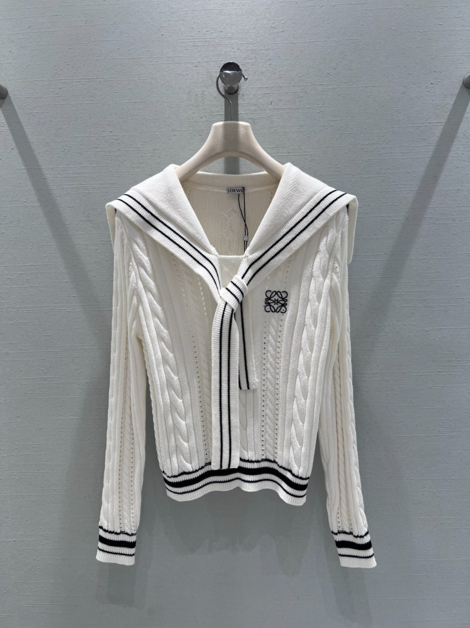 セーラーカラー ケーブルニット ロエベ セーター コピー カジュアル