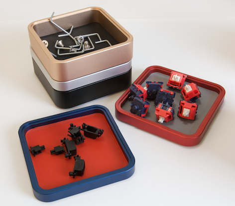 Stackable Aluminium Screw Tray with silicon Insert - Keebwerk.