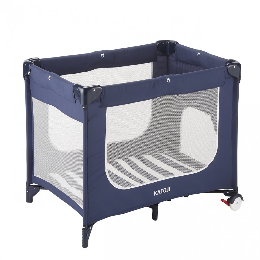 ポータブルベビーベッド おむつ替えテーブル付（ネイビーブルー