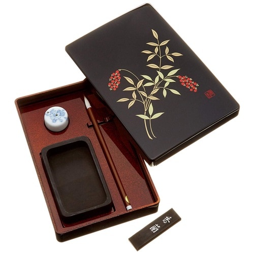 呉竹 書道セット 硯箱 硯箱セット 南天 本体：W162×H35