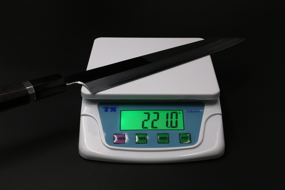 切付牛刀 V金10号 割込み 240mm 両鏡面仕上げ 黒檀柄 中川悟志作-歌舞