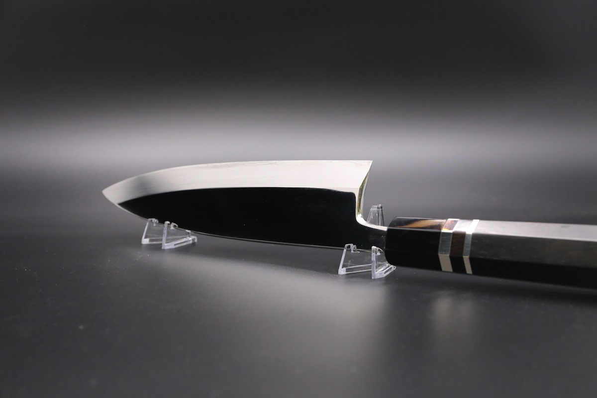 相出刃 V金10号 210mm 全鋼本焼 平鏡面 黒檀柄 鞘付き-歌舞伎ナイフ