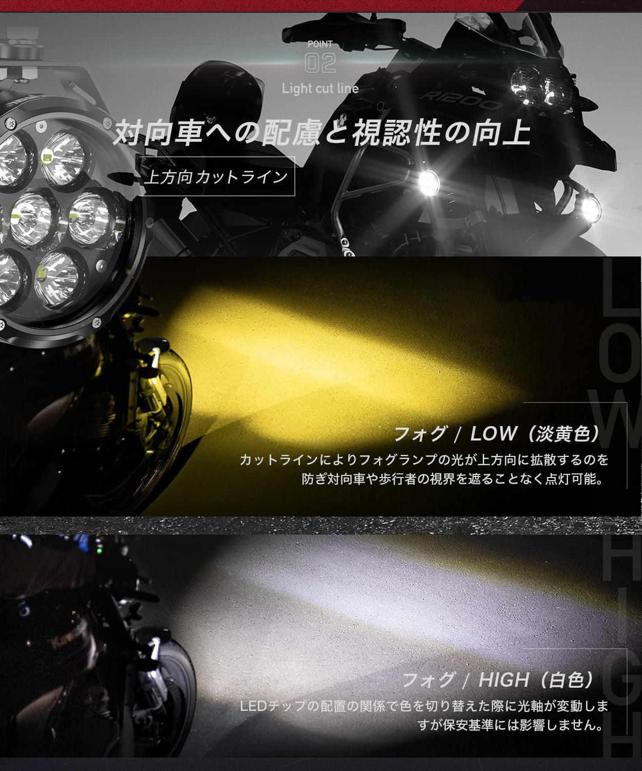 車検対応 LEDフォグランプ KDR-K7｜20W/45W選択可・白黄切替・CNC