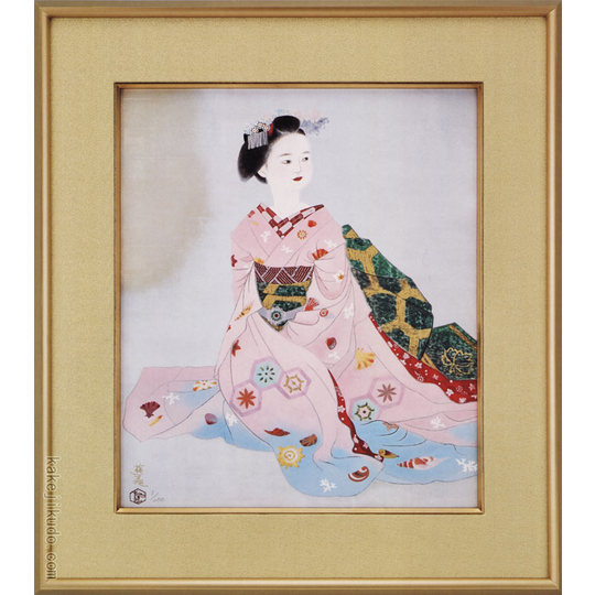 複製 小倉遊亀 415/2000 好日 額装 師安田靫彦 自然画 複製 小倉遊亀