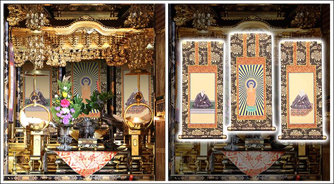 仏壇用掛け軸【100代用】浄土真宗本願寺派「お西」3幅セット○高さ