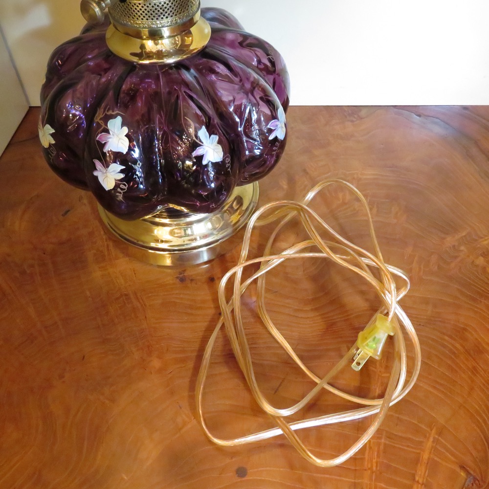 アメリカ ヴィンテージ フェントン ハンドペイント オイルランプ型