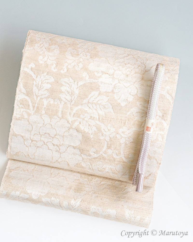 齋藤織物：九寸名古屋帯『牡丹唐草』 – 創作着物と帯の専門店 Marutoya