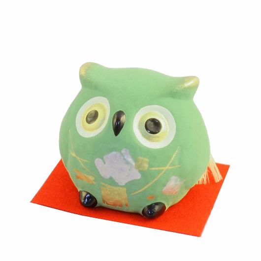 土鈴 雅ふくろう 緑（どれい みやびふくろう みどり）・縁起物 / 京都