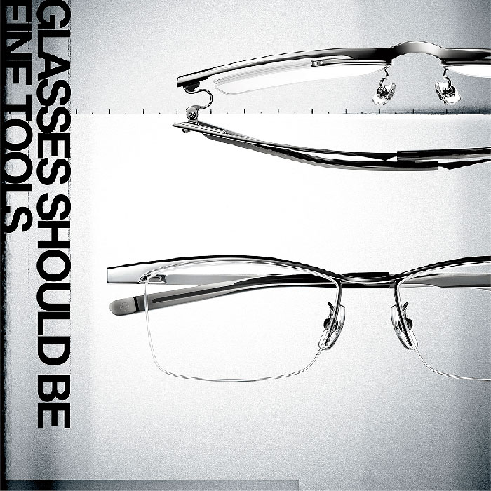 999.9(フォーナインズ)メタルブロウメガネフレームS-875T カラー1