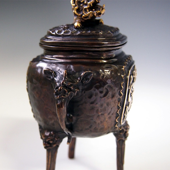 dk7,龍獅子香炉 二上元威作 【 高岡銅器 】