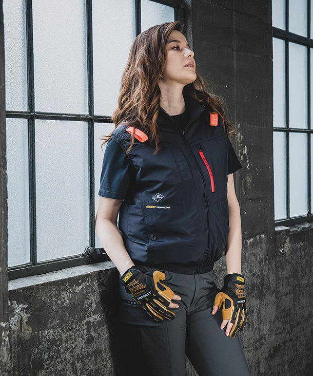 BURTLE ファン付ウエア AIR CRAFT ベスト(着脱可能フード付